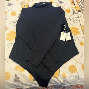 NWT Good American Black Scuba Funnel Neck Bodysuit